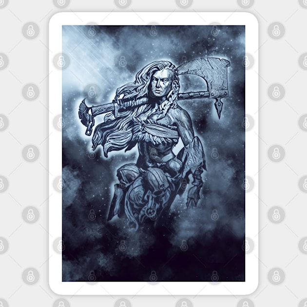 VIKING Shieldmaiden Fierce Female Warrior Fantasy  art Sticker by Naumovski